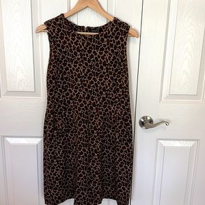 Lands End leopard print Ponte dress with pockets.  Size 12P.